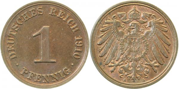 010n10A~1.5 1 Pfennig  1910A vz/st J 010  