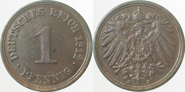 010n12E~1.8 1 Pfennig  1912E vz+ J 010  