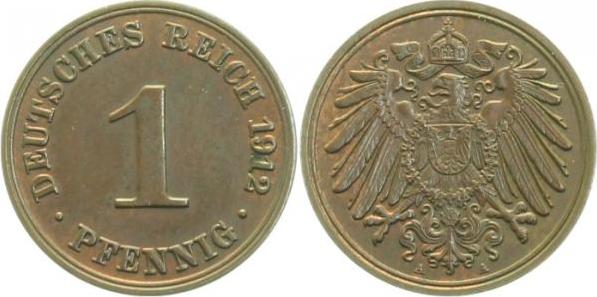 010n12A~1.5 1 Pfennig  1912A p.prfr J 010  