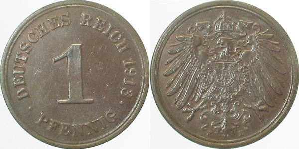 010n13E~1.5 1 Pfennig  1913E f.prfr. J 010  