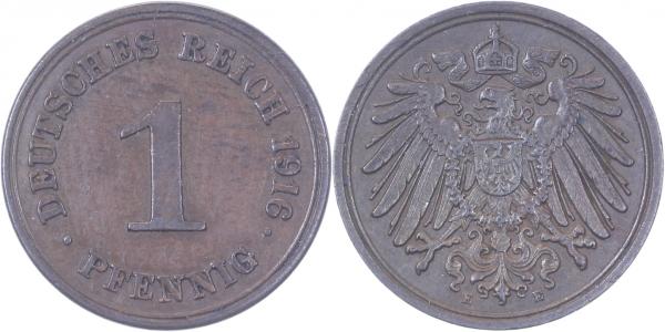 010n16E~2.2 1 Pfennig  1916E vz- J 010  