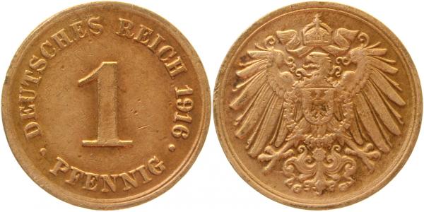 010n16G~2.5 1 Pfennig  1916G ss/vz J 010  