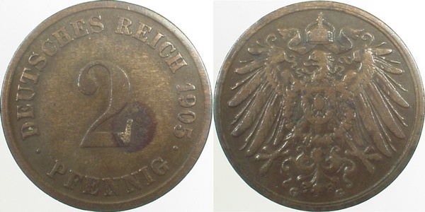 01105G~3.0 2 Pfennig  1905G ss J 011  