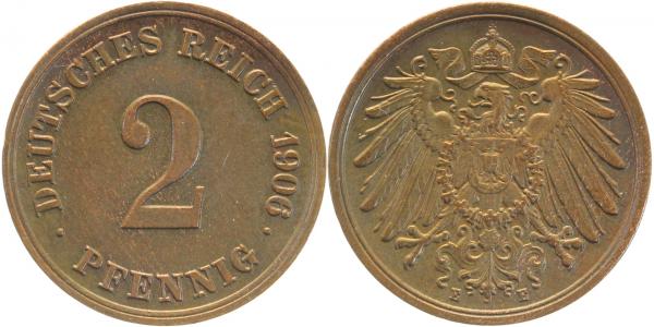 01106E~1.5 2 Pfennig  1906E f. prfr !! J 011  