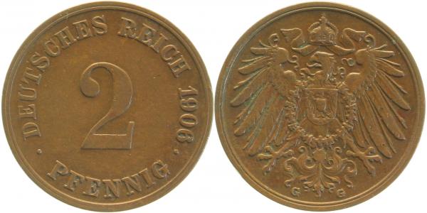 01106G~2.5 2 Pfennig  1906G ss/vz J 011  
