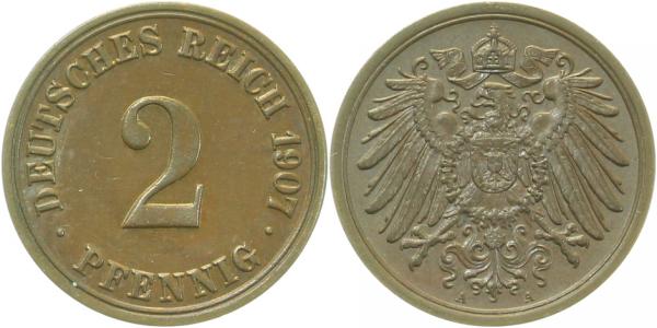 01107A~1.3 2 Pfennig  1907A prfr/f.prr !!! J 011  