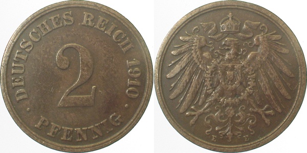 01110E~2.5 2 Pfennig  1910E ss/vz J 011  