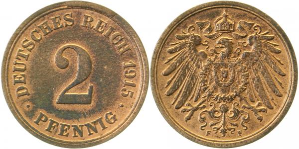 01115F~1.5 2 Pfennig  1915F vz/stgl J 011  