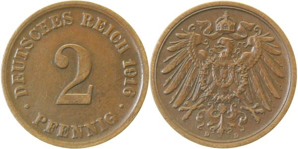 01116D~2.0 2 Pfennig  1916D vz J 011  