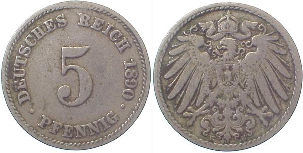 01290E~3.2 5 Pfennig  1890E ss- J 012  