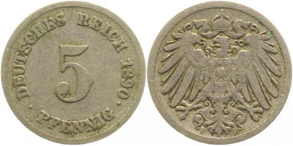 01290F~3.2 5 Pfennig  1890F ss- J 012  