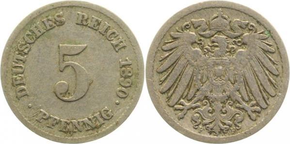 01290F~3.2 5 Pfennig  1890F ss- J 012  