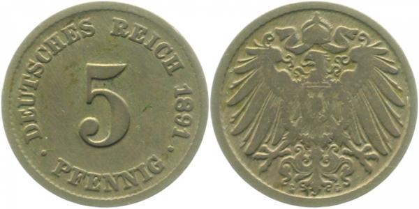 01291G~3.2 5 Pfennig  1891G ss- J 012  