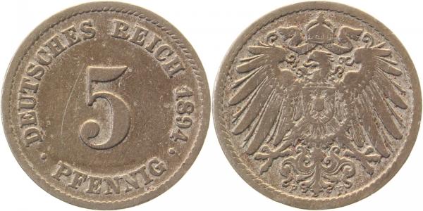 01294F~3.5 5 Pfennig  1894F s/ss J 012  