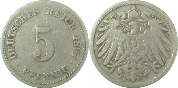 01297D~3.0 5 Pfennig  1897D ss J 012  