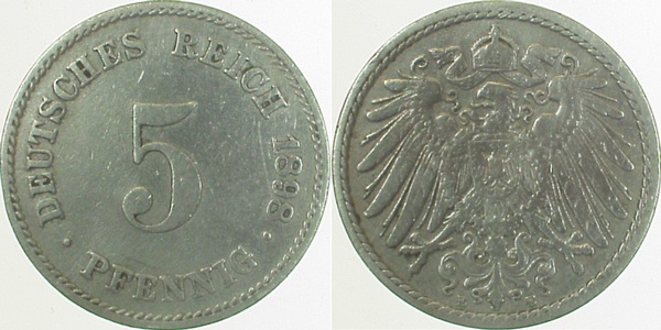 01298E~3.0 5 Pfennig  1898E ss J 012  