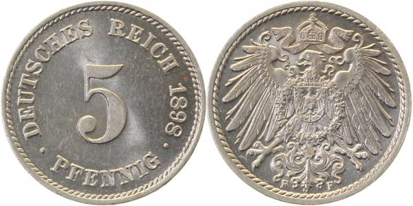 01298F~1.1 5 Pfennig  1898F prf/st !!!! J 012  