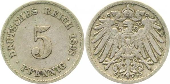 01298F~3.0 5 Pfennig  1898F ss J 012  