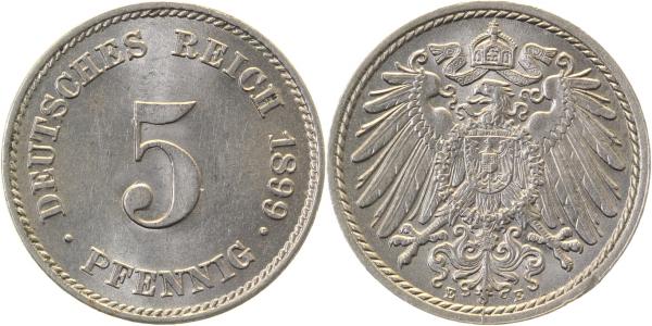 01299E~1.1 5 Pfennig  1899E prfr/stgl !!! J 012  