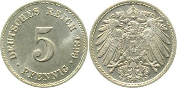01299F~1.2 5 Pfennig  1899F f.stgl J 012  