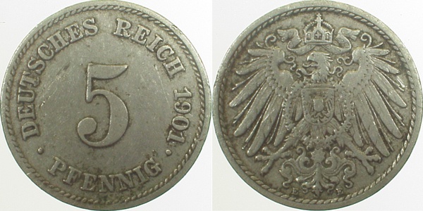 012n01E~3.0 5 Pfennig  1901E ss J 012  