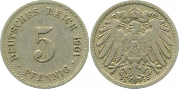 012n01G~3.0 5 Pfennig  1901G ss J 012  