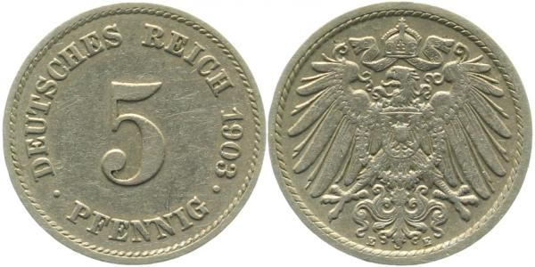 012n03E~2.5 5 Pfennig  1903E ss/vz J 012  