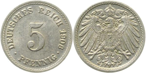 012n06F~2.0 5 Pfennig  1906F vz J 012  