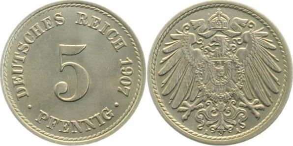 012n07A~1.2 5 Pfennig  1907A f.stgl !! J 012  