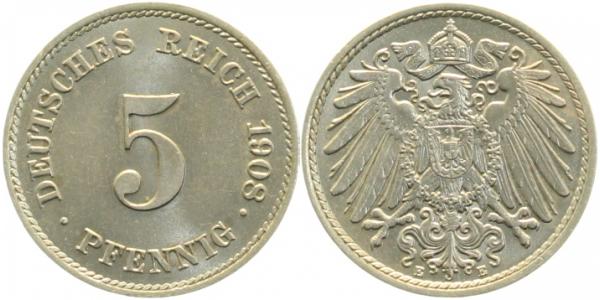 012n08E~1.2 5 Pfennig  1908E f.stgl. J 012  
