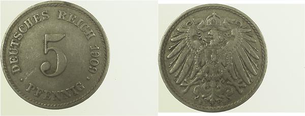 012n09E~2.5 5 Pfennig  1909E ss/vz J 012  