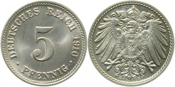012n10D~1.1 5 Pfennig  1910D prfr./stgl. J 012  