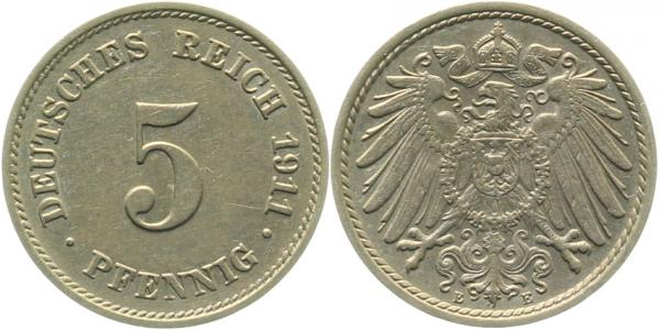 012n11E~1.8 5 Pfennig  1911E vz/prfr!! J 012  