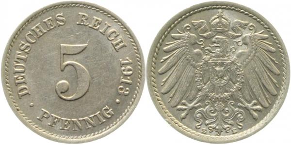 012n13E~1.5 5 Pfennig  1913E vz/stgl. J 012  