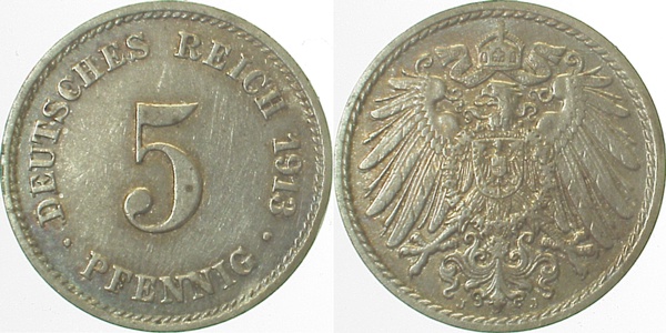 012n13J~1.8 5 Pfennig  1913J vz+ J 012  