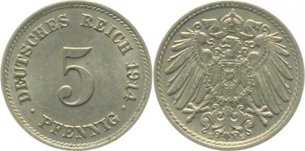 012n14E~1.5 5 Pfennig  1914E f. prfr J 012  