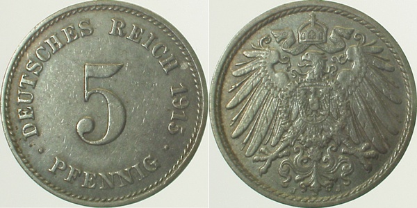 012n15J~2.5 5 Pfennig  1915J ss/vz J 012  