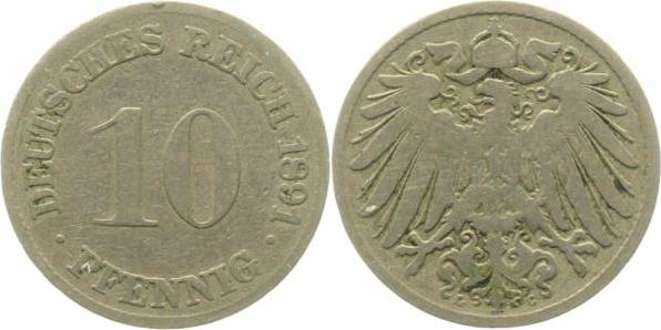 01391G~4.0 10 Pfennig  1891G s J 013  