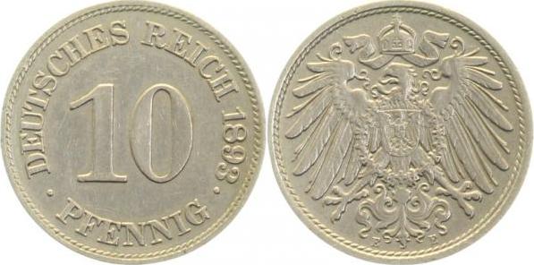 01393E~2.2-H 10 Pfennig  1893E f.vz !!! J 013  