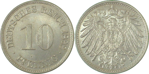 01398F~1.0 10 Pfennig  1898F stgl. !!! J 013  