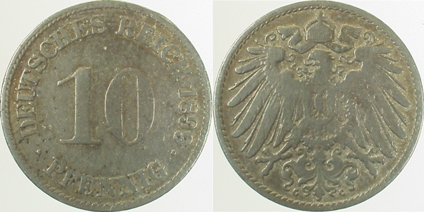 01399G~4.0 10 Pfennig  1899G s J 013  