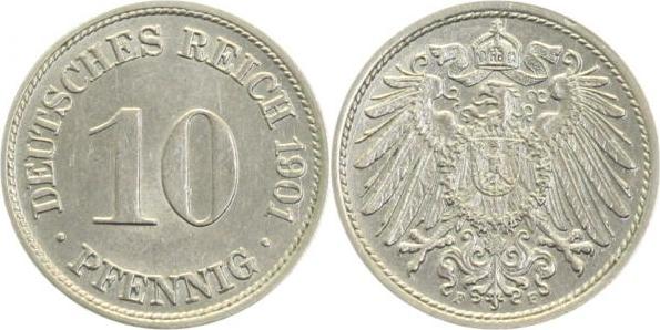 013n01F~1.5 10 Pfennig  1901F vz/stgl J 013  
