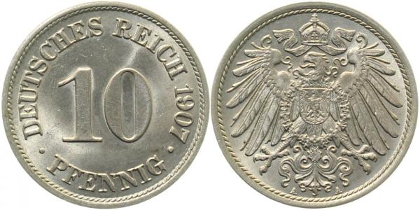 013n07A~1.2 10 Pfennig  1907A f.stgl J 013  