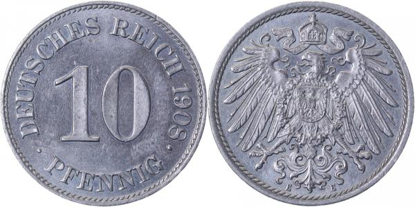 013n08E~1.3a 10 Pfennig  1908E prfr/f.prfr EA !!!! J 013  