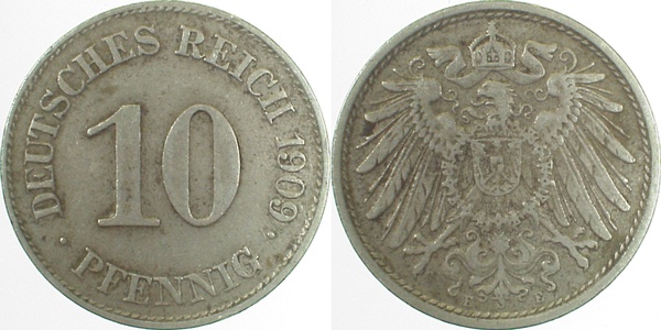 013n09E~3.0 10 Pfennig  1909E ss J 013  