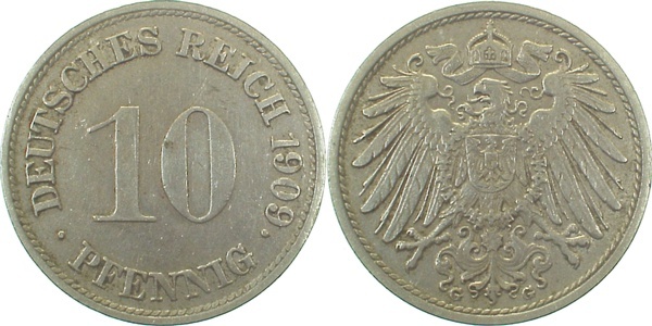 013n09G~2.5 10 Pfennig  1909G ss/vz J 013  