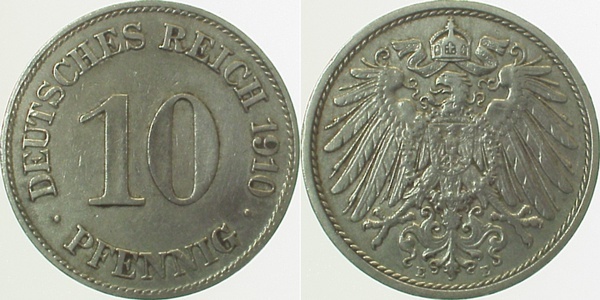 013n10E~2.5 10 Pfennig  1910E ss/vz J 013  
