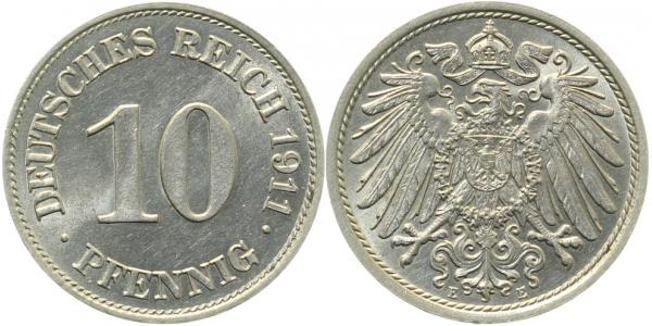 013n11E~1.5 10 Pfennig  1911E vz/stgl J 013  