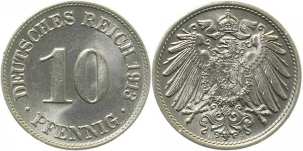 013n13D~1.2 10 Pfennig  1913D prfr. J 013  