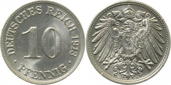 013n13D~1.2 10 Pfennig  1913D prfr. J 013  